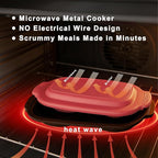 Microwave Egg Cooker with Lid, 3 In 1 Egg Fryer, Multi-Use Microwave Grill Pan, Quick Heat for Grilling and Browning Foods, Design No Electricity Dishwasher Safe for Office/Home (Red)