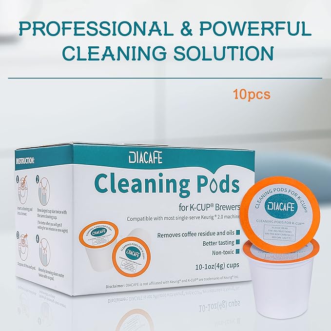 Fit for Keurig Cleaning Pods 10 Pack Descaler for Keurig Coffee Machines 1.0 & 2.0, K cup Cleaning Pods, K cup Cleaner Descaler Coffee Stain Remover