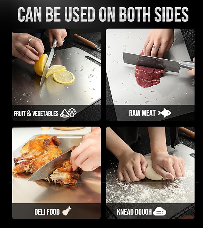 Titanium Cutting Board - 2025 New titanium cutting boards for kitchen,Double-Sided Food Grade Cutting Board,Chopping Board Cutting Mat for Meat Fruit & Vegetable-1 pc.Large (15.35x11in)