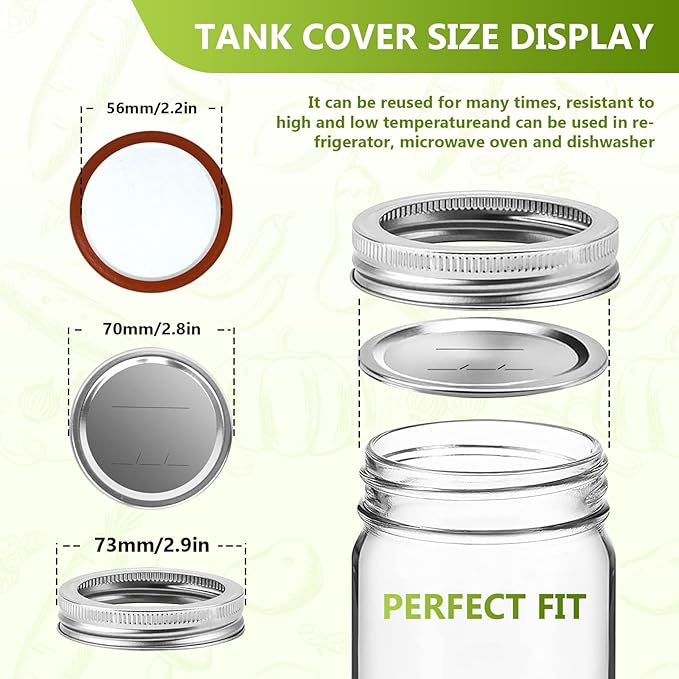 52Pcs Premium Canning Lids, Rings for Regular Mouth Mason Jars - Food Grade Split-Type Metal Canning Kerr Jar Ball Lids