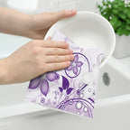 Purple Floral Kitchen Towels with Hanging Loop, Absorbent Dish Towels for Kitchen Cleaning, Cute Tea Towels for Kitchen Cooking Baking Farmhouse Home Decor 16x24 Inch Set of 2