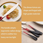 20-Piece Black Red Silverware Set 18/0 Stainless Steel Silverware Set Black Red Handle Cutlery Set Service for 4 Dinner Knives Forks Spoons Set Flatware Set Finish Dishwasher Safe