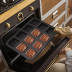 2 Packs Square Muffin Baking Pan, Premium Steel Muffin Pan for Baking, Nonstick Cupcake Tin Cheesecake Pans, Bakeware Muffin Top Pan (12 Cups, Black Grey)