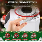 Huanyu Professional Coffee Grinder with 74mm Flat Burr 53ounce Bean Hopper 15 Infinite Grinding Settings Electric Coffee Grinder with Touching Screen White