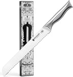 BRODARK Bread Knife - 10" Serrated Knife for Homemade Bread Sourdough - High Carbon Stainless Steel, One Piece Design, Sharp Serrated Edge for Even & Straight Slicing - NSF Certified, Shark Series