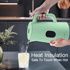 1.5L Electric Kettle Stainless Steel, Double Wall Cool Touch Teapot, Fast Boil,5 Temperature Control, LED Display, Auto Shut-Off,Keep Warm Function,Green