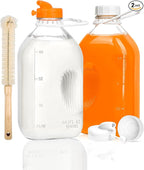 2QT Heavy Duty Glass Milk Bottle with Lid,2Pack 64oz Glass Milk Jug with Reusable Airtight Screw Lid,Bottles for Juice,Water,Oat or Plant Milks