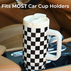 ProTour 100% Leakproof 40 oz Tumbler with Handle & 4-in-1 SipSwig Lid | Built-In Flip Straw & External Stainless Steel Straw | Insulated Stainless Steel Cup | BPA-Free | Black & White Checkered