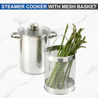 Asparagus Pot Deep Fryer Pot, Stainless Steel Steam Cooker with Basket and Lid Vegetable Asparagus Cooker for Pasta, Spaghetti, Japanese Tempura Small Deep Frying Pot with Oil Drip Drainer Rack, 4 Qt