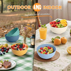 Homienly Large Bowl Set of 6, 60 oz Unbreakable Wheat Straw Bowls, Microwave Safe & Reusable for Salad, Cereal, Soup, Ideal for Camping, Picnic, Family Dining (Multi)