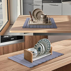 Coolcandy 24x16" Large Stone Dish Drying Mat, Quick Drying Mat Kitchen Counter, Foldable Kitchen Drying Mat, Diatomaceous Earth Stone Drying Mat, Collapsible Dish Mat Kitchen Mat For Drying