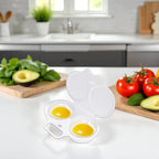 White Egg Poacher, Microwave Egg Boiler Poacher, 2 Cavity Nonstick Poached Egg Maker With Lid, Egg Poacher Microwave Egg Cooker