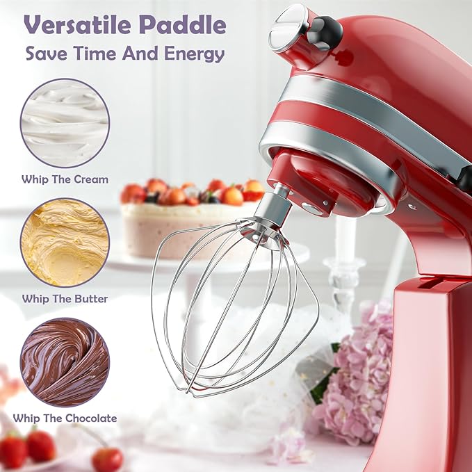 Stainless Steel 6-Wire Whisk Attachment for KitchenAid Mixer, 4.5-5Qt Tilt-Head Stand Mixer Compatible, Dishwasher Safe, Ideal for Whipping Cream, Mixing Flour & Cake, Perfect for Mayonnaise Whisks