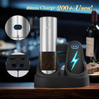 Electric Rechargeable Salt and Pepper Grinder Set - USB-C Charging Base, Large Capacity 100ml, Adjustable Coarseness, Stainless Steel Automatic (2 Pack)
