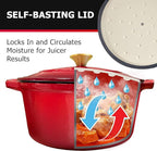 MÜELLERHOME 4.5 QT Enameled Cast Iron Dutch Oven, Heavy-Duty Casserole Dish and Braiser Pan with Lid and Stainless Knob, Oven-Safe up to 500° F & Across All Cooktops, Red