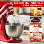 Whisk Attachments for KitchenAid 4.5/5Quart Mixer, Titl-head Stand Kitchen aid Mixer Accessories, Upgrade 6 wire Whole Stainless Steel Whisk parts Dishwasher Safe not Tarnish