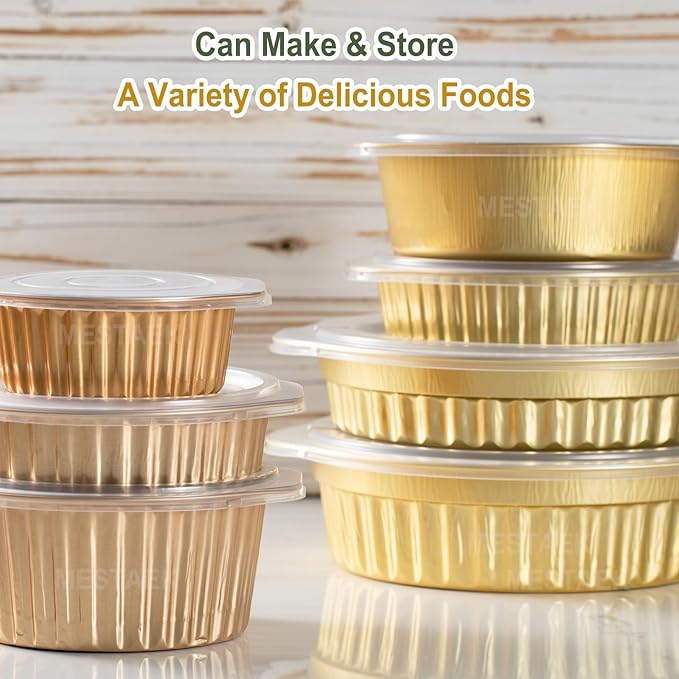 7" Extra-Deep Aluminum Foil Pans with Integrated Handles and Snap-On Lids (5 pcs) | 2X Thickness Heavy-Duty Reusable Tin for Baking and Cooking