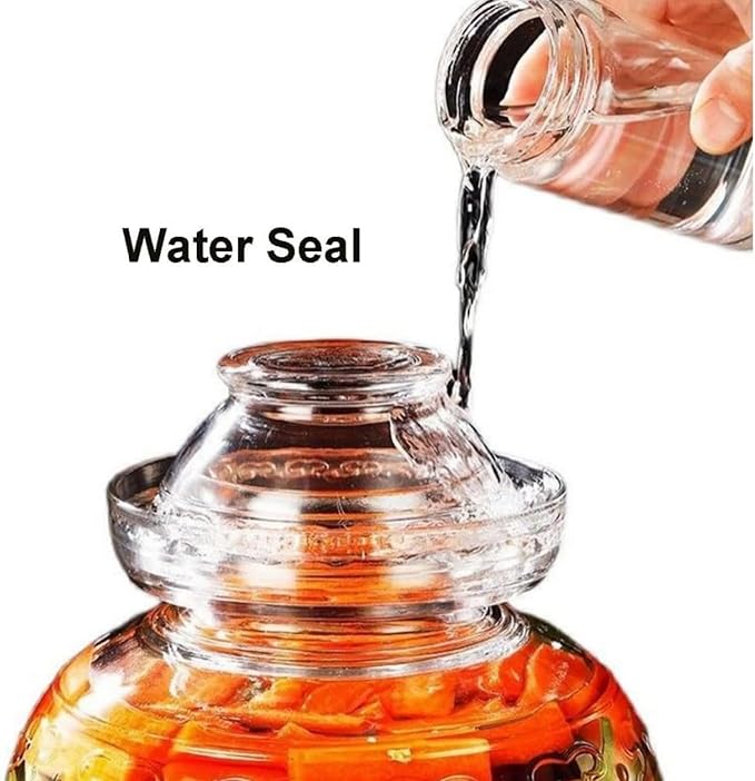 2.5 Liter Canning Pickle Fermentation Jar Glass Jar with Lid, Kombucha Crock with Water Seal for Making Pickles, Kimchi, Sauerkraut, Kombucha and Wine Brewing, Fermentation Kit