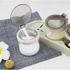 TENTA TENTA KITCHEN Gourmet Seasoning Box with Serving Spoons, Spice Jar Set Condiment Cruet Bottle, Kitchen Supplies,Nice Design for Kitchen (glass)
