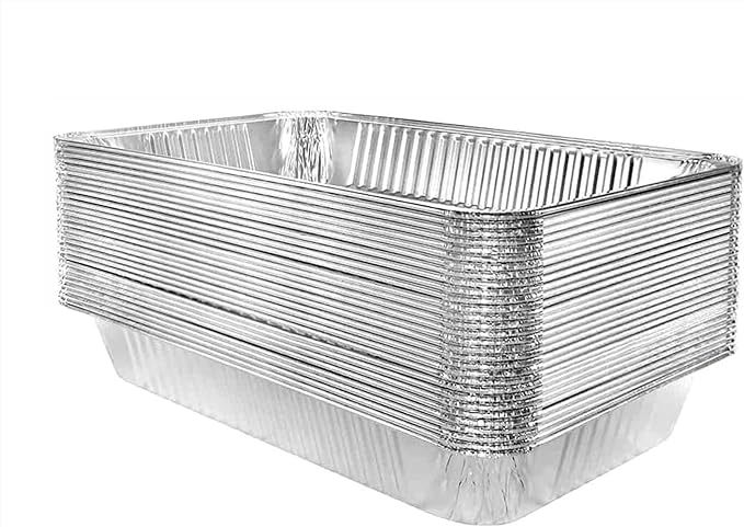 Mistari Foil Pans Half Size 9x13 Extra Heavy Duty Aluminum Pans Disposable Food Containers Great for Baking, Cooking, Heating, Storing, Prepping Food Silver (9x13-20 Pack No Lids)