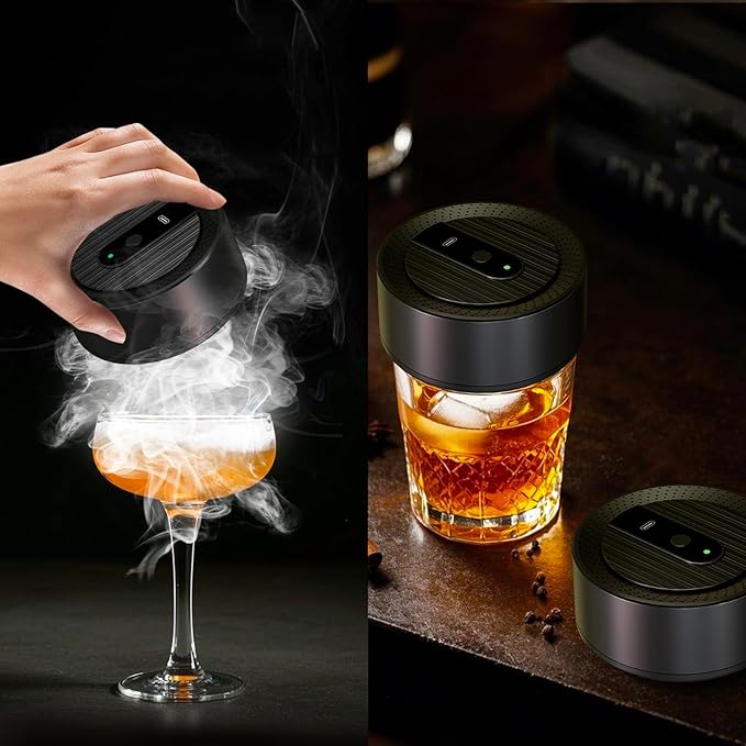 Electric Whiskey Smoker Kit with 12 Wood Chips, Rechargeable Cocktail Smoker Kit Built-in Lighter, No Butane Needed, Bourbon Whiskey Gifts for Men, Dad, Husband – Birthday, Christmas, Anniversary