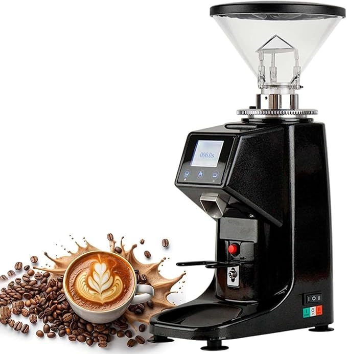 Electric Coffee Grinder, Low Noise Flat Burr Grinder Coffee 19 Settings & Digital Timer Display,Commercial Espresso Coffee Grinders,with 500/1500ML Large Capacity 1500ml-Black