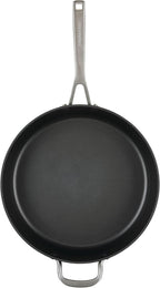 KitchenAid Hard Anodized Induction Nonstick Cookware Saute Pan/Jumbo Cooker with Lid and Helper Handle, Dishwasher Safe, 5 Quart Non Stick Sauteuse with Stainless Steel Handles - Matte Black