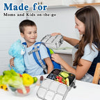 UPTRUST Stainless Steel Bento Lunch Box, 3-Compartment Large 1400ML Metal Bento Box for Kids or Adults, Container with Lockable Clips to Leak Proof