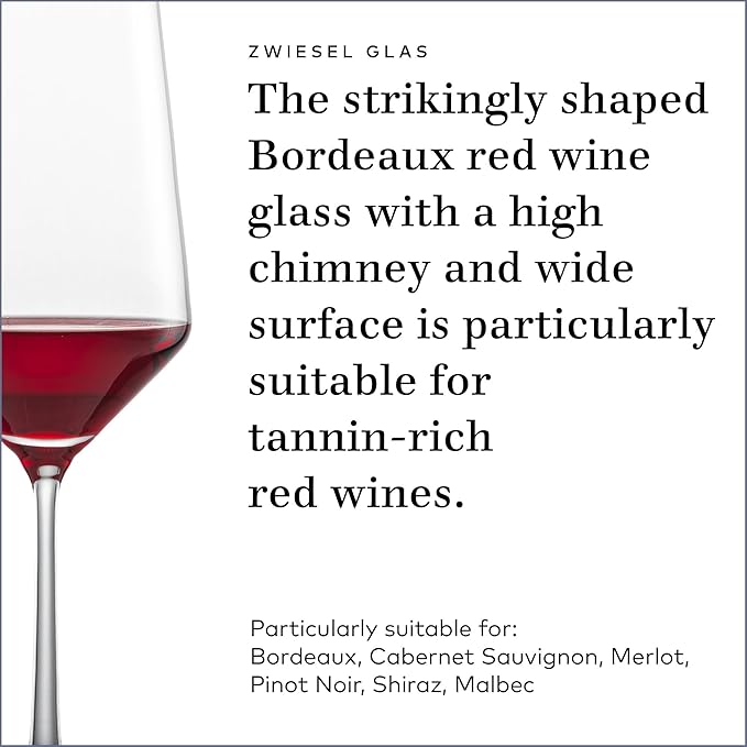 ZWIESEL GLAS Pure Bordeaux Red Wine Glass (Set of 2), Bordeaux Glasses for Red Wine, Dishwasher-Safe Tritan Crystal Glasses, Made in Germany (23 Ounce)