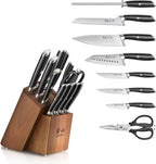 Cangshan L Series Knife Block Sets, Forged German Steel (12-Piece 4 Steak Knives, Black)