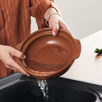 Unglazed Terracotta Ceramic Casserole Dish, Clay Pot, Earthen Pot Cookware with Lid for Dinner and Party, Stockpot for Rice Hot Pot, Stew, Bakeand Serve Oven Safe-Heat Resistant (1.3QT/1.4L)