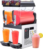 Commercial Slushy Machine, 15L*2 slushy machine for home, 700W Professional cocktail margarita Frozen Drink Maker with Automatic cleaning mode, Stainless Steel Construction, Efficient