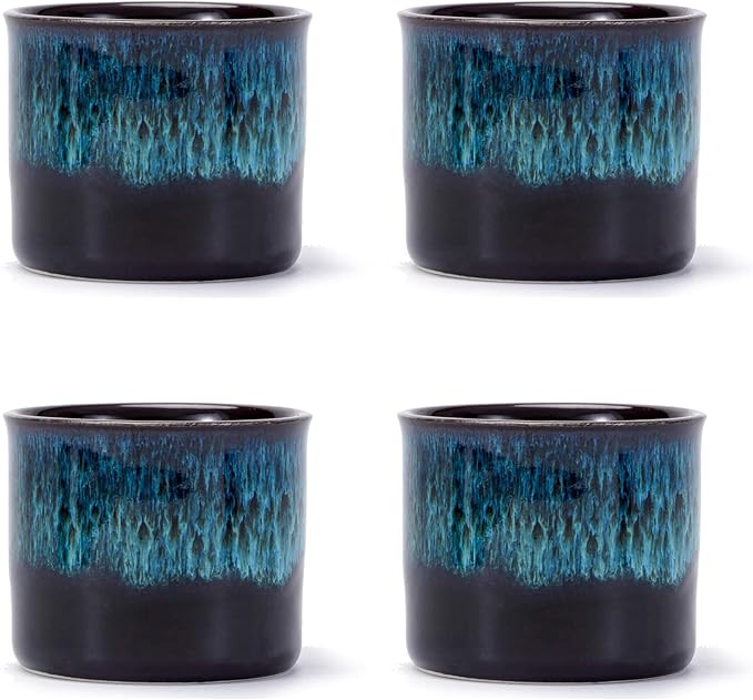 Espresso Cups Set of 2, Ceramic Espresso Cups, Expresso Shots Cups, 2.5oz Tea Cups, Demitasse Cups (4, magic blue outside)