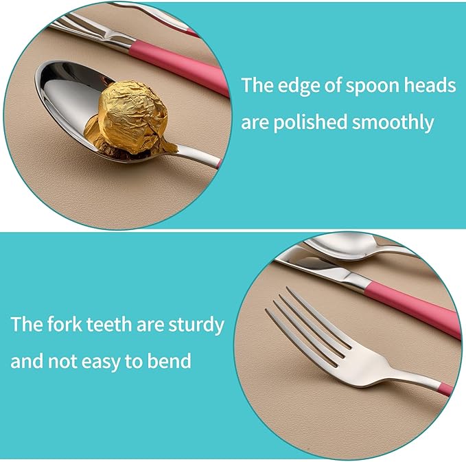 20-Piece Pink Silverware Set for 4, 18/0 Stainless Steel Flatware Cutlery Utensils Set, Include Dinner Knives,Dinner Forks,Dinner Spoons,Salad Forks,Teaspoons,Dishwasher Safe