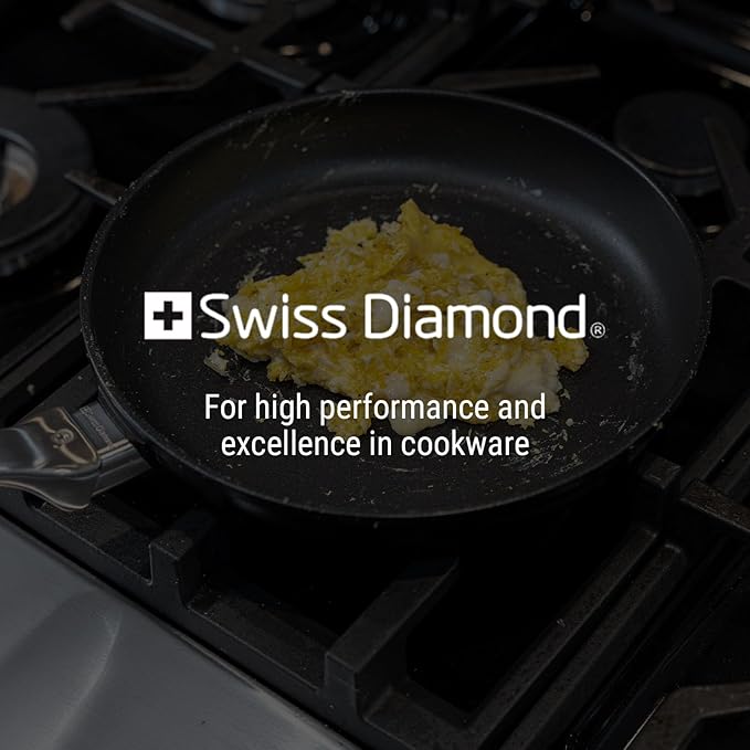 Swiss Diamond 9.5 Inch Frying Pan Nonstick Diamond Frying Pan, Aluminum Coated Skillet, Dishwasher Safe and Oven Safe Fry Pans with Stainless Steel Handle, Grey