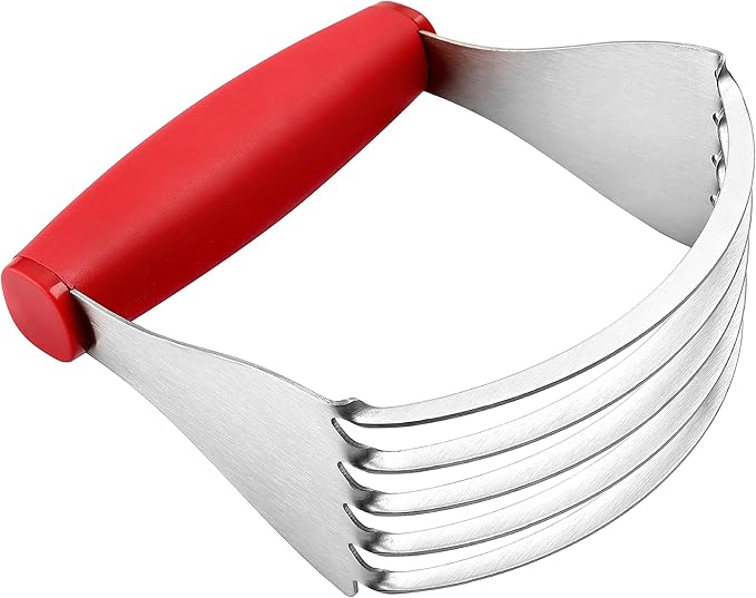 Spring Chef Red XL Size Dough Blender Tool For Baking, Heavy Duty Pastry Blender Tool for Easy Mixing, Stainless Steel Pastry Cutter with Sharp Blades, Dishwasher Safe Dough Mixer