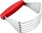 Spring Chef Red XL Size Dough Blender Tool For Baking, Heavy Duty Pastry Blender Tool for Easy Mixing, Stainless Steel Pastry Cutter with Sharp Blades, Dishwasher Safe Dough Mixer