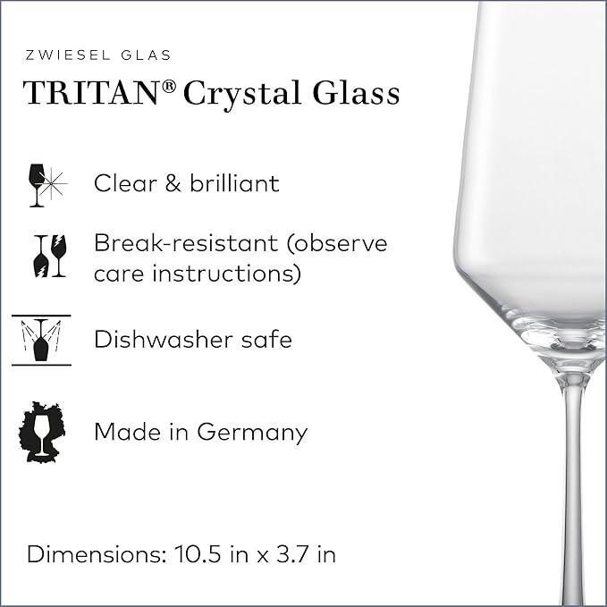ZWIESEL GLAS Pure Bordeaux Red Wine Glass (Set of 6), Bordeaux Glasses for Red Wine, Dishwasher-Safe Tritan Crystal Glasses, Made in Germany (23 Ounce)