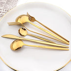 Gold 36-Pieces Silverware Flatware Mirror Polished Dinnerware, 18/0 Stainless Steel Cutlery Set For Home Kitchen Party Hotel Restaurant Wedding Service for 6