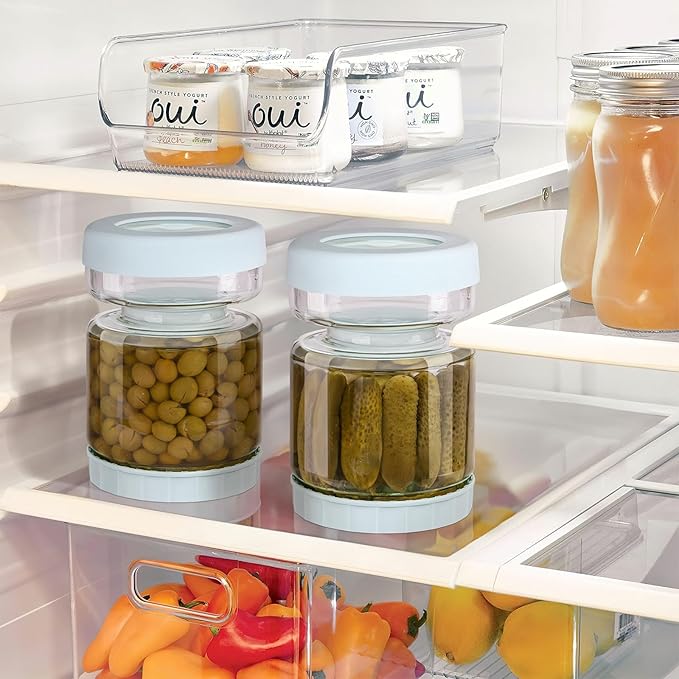 WhiteRhino Glass Pickle Container with Strainer Flip, 51oz Hourglass Pickle Flip Jar, Leakproof Storage, Separates Juice for Olives, Onions, Gherkins