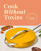 Caraway Nonstick Ceramic Sauté Pan with Lid (4.5 qt, 11.8") - Non Toxic, PTFE & PFOA Free - Oven Safe & Compatible with All Stovetops (Gas, Electric & Induction) - Marigold