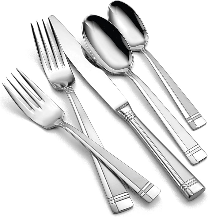 Oneida T078045AL20 Amsterdam 45 Piece Everyday Flatware Set, Service For 8