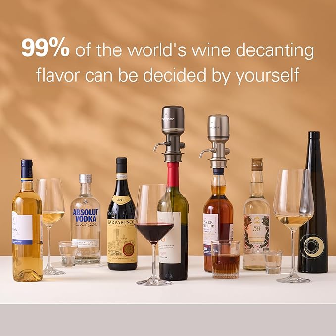 Wine Aerator Adjustable 0-4 Hours, Rechargeable Wine Air Aerator, Electric Wine Decanter, Wine Pourer for Wine, Gift for Men, Boyfriend, Dad
