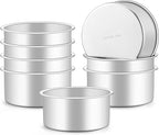 Onader 4 Inch Cake Pans Sets of 8 for Baking, Stainless Steel Mini Round Smash Cake Bake Pan, Small Size & Non Toxic for Birthday Wedding