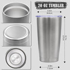 20 oz Tumbler Coffee Tavel Tumblers Bulk with Lid Stainless Steel Double Wall Vacuum Insulated Mug Powder Coated Cups fit Car Cupholder for Hot and Cold - Stainless Steel, 12Pack