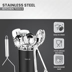 Avador® Premium Set of 10 Stainless Steel (BLACK HOLDER) Kitchen Tool Set with Holder Easy To Clean, Space Saving, Great for Cooking, Baking, Prepping (BLACK)