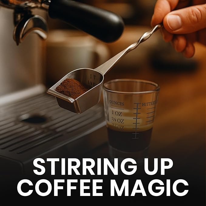Rattleware Stainless Steel Spoon Twist – Coffee Scoop with Graduated Measure, Long Handled Espresso Spoon, Barista Tool, Coffee Bar Accessories, Measuring Tablespoon for Ground Coffee
