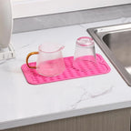 Silicone Dish Drying Mat for Multiple Usage,Easy clean,Eco-friendly,Heat-resistant Silicone Mat for Kitchen Counter or Sink,Refrigerator or Drawer Liner Rose S 12 inches x 6 inches