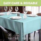 Pureegg Rectangle Table Cloth 60" x 84" – Durable Polyester Tablecloth Offers Reusable & Washable Protection, Ideal for Outdoor Party, Picnic, Wedding, Banquet and Birthday, Baby Blue
