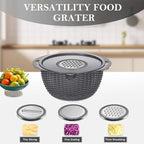 4-in-1 Colander with Bowl Set – Food Strainers and Colanders - Stainless Steel Rotatable Strainer for Fruits & Veggies – Pasta Strainer - Kitchen Essentials - Grey